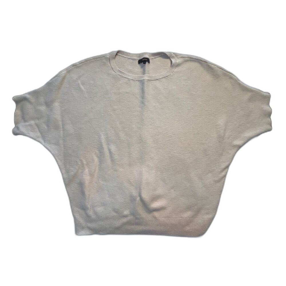 Quince Organic Cotton Tan Cropped Sweater Large Relaxed Lightweight Luxury